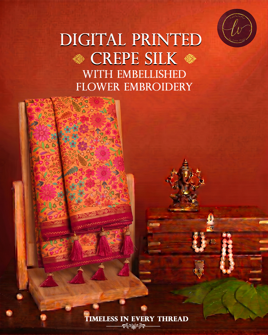 Gulnaar Bloom Digital Crepe Silk Saree