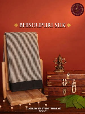Monochrome Elegance Bhishnupuri Silk Saree