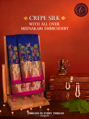Crepe silk with all over meenakari