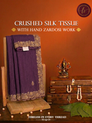 Midnight Amethyst Crushed Silk Tissue Saree