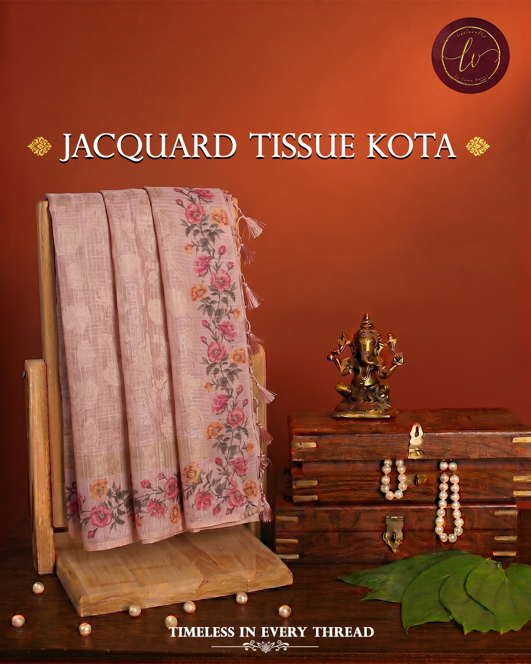 Blush Botanica Jacquard Tissue Kota Saree