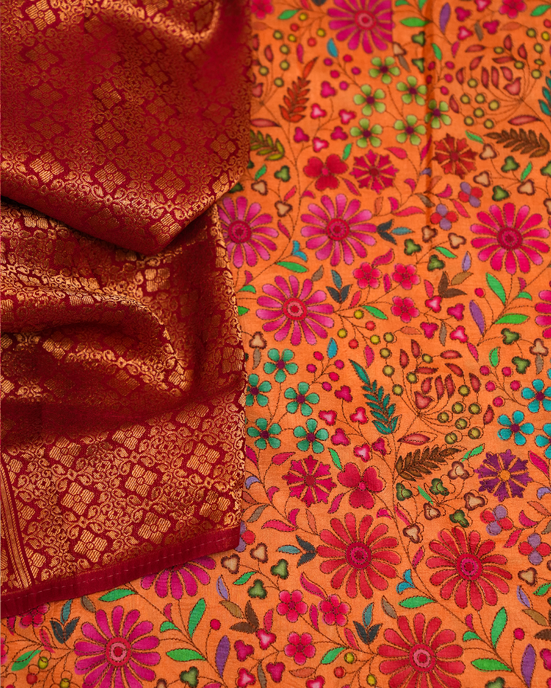 Gulnaar Bloom Digital Crepe Silk Saree - Image 2