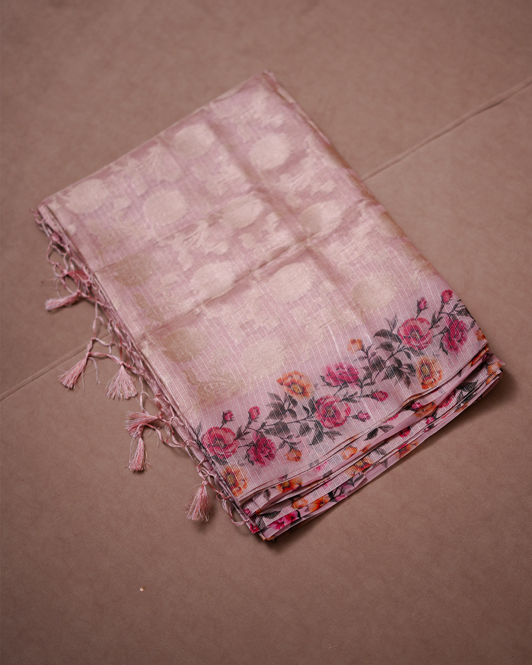 Blush Botanica Jacquard Tissue Kota Saree - Image 4