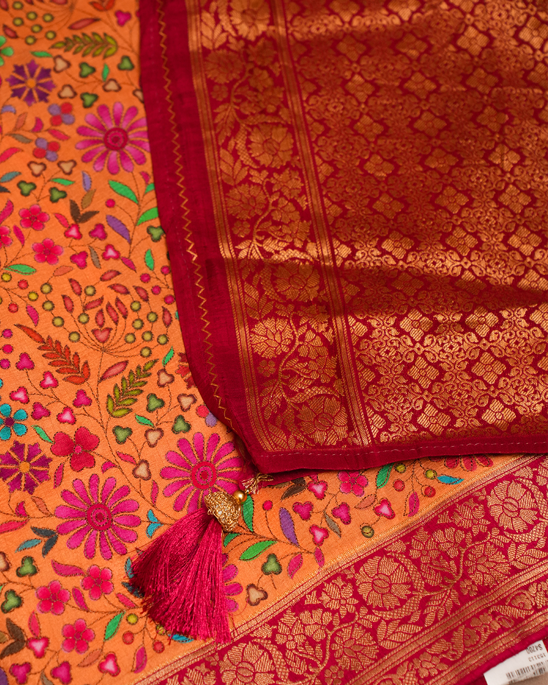 Gulnaar Bloom Digital Crepe Silk Saree - Image 4