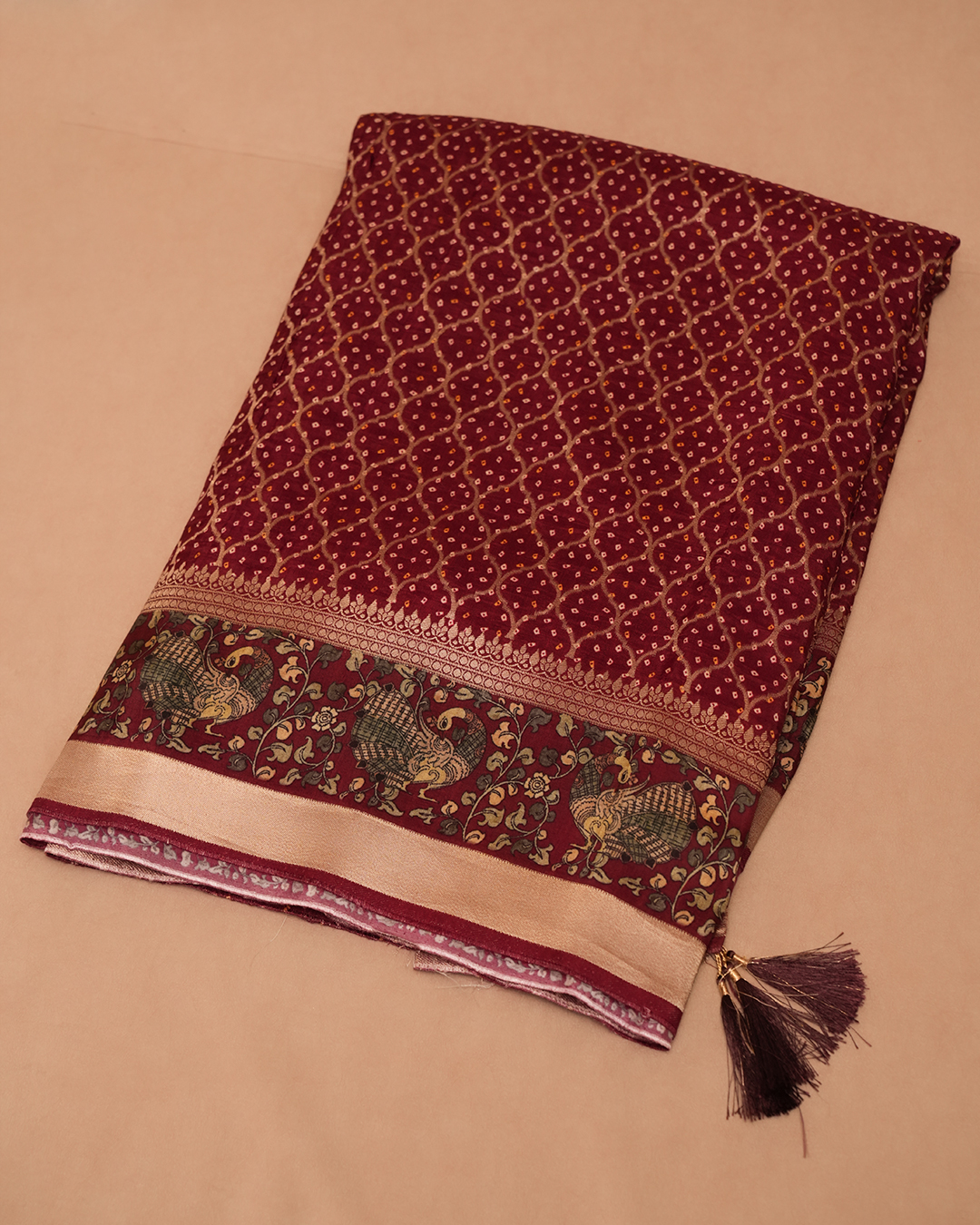 Mayur Kalamkari Satin Crepe Saree - Image 5
