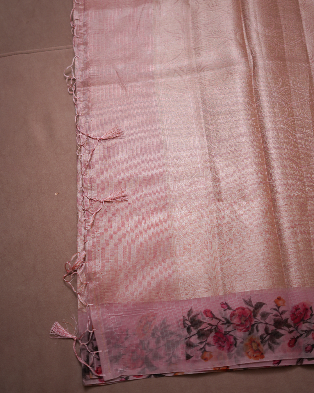 Blush Botanica Jacquard Tissue Kota Saree - Image 3