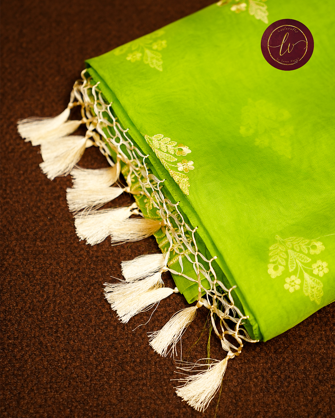 Pista Chikankari Kota Silk Saree - Image 2