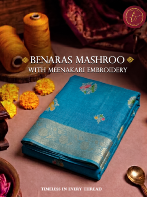 Neelambara Benaras Mashroo Meenakari Saree